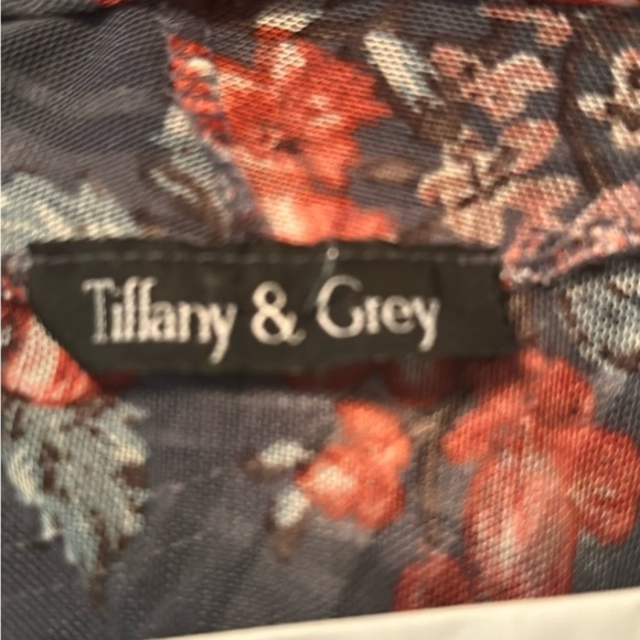 Black and Red Floral Sheer Jacket with Open Front - Picture 3 of 3